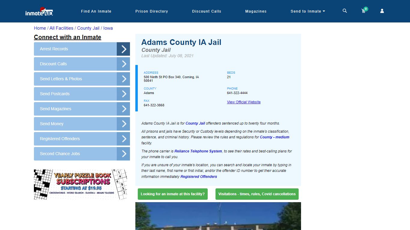 Adams County IA Jail - Inmate Locator - Corning, IA