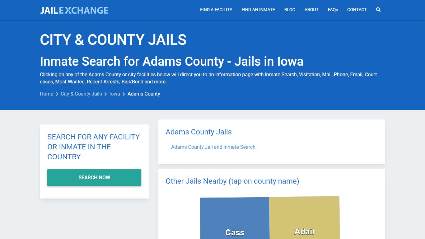 Inmate Search for Adams County | Jails in Iowa - Jail Exchange